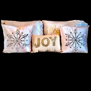 2 BEJEWELED EMBELLISHED / WINTER SNOWFLAKE CUSHIONS